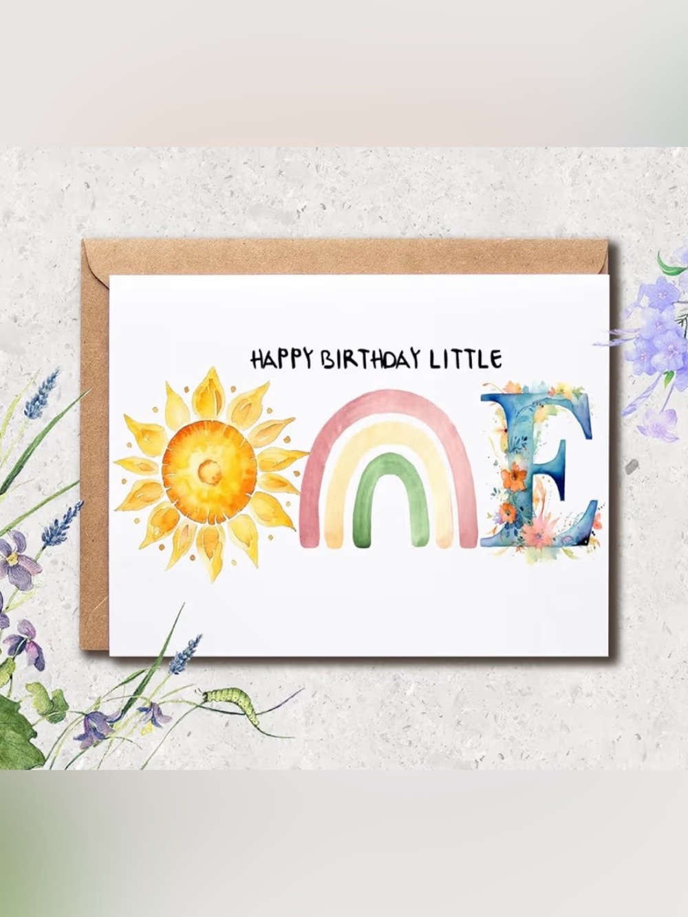 Sunflower & Rainbow Birthday Card - 'Happy Birthday Little One'